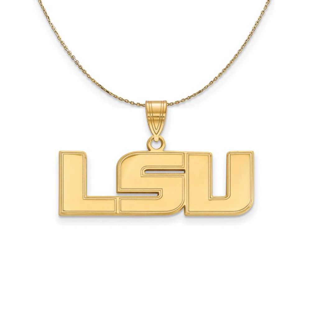 14k Yellow Gold Louisiana State Medium 'LSU' Necklace - 22 Inch